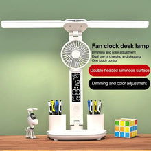 Load image into Gallery viewer, Foldable LED Table Light Eye Protection Multifunction Desk Lamp With Thermometer Calendar Fan Pen Holder Study Reading Fan Light