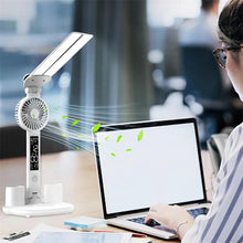 Load image into Gallery viewer, Foldable LED Table Light Eye Protection Multifunction Desk Lamp With Thermometer Calendar Fan Pen Holder Study Reading Fan Light