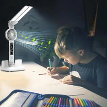 Load image into Gallery viewer, Foldable LED Table Light Eye Protection Multifunction Desk Lamp With Thermometer Calendar Fan Pen Holder Study Reading Fan Light