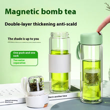 Load image into Gallery viewer, Magnetic Bomb Tea Cup Double Layer Glass Cup Upscale Portable One-click Ejection