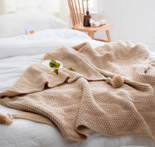 Load image into Gallery viewer, Nordic Fringed Knit Ball Wool Blanket