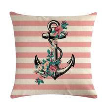 Load image into Gallery viewer, Nautical Anchor Themed Pillow Cover – Stylish Coastal Decorative Throw Pillow Case for Home Décor