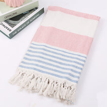 Load image into Gallery viewer, Luxurious Cotton Striped Beach Towel – Soft, Absorbent, and Stylish for Beach and Pool