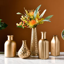 Load image into Gallery viewer, Elegant Golden Glass Vase – Stylish and Modern Decorative Vase for Home and Events