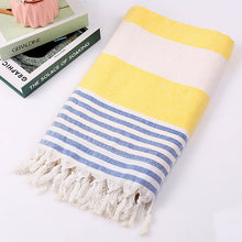 Load image into Gallery viewer, Luxurious Cotton Striped Beach Towel – Soft, Absorbent, and Stylish for Beach and Pool