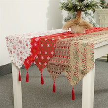 Load image into Gallery viewer, Christmas Decorative Linen Snowflake Table Mat with Tassels – Festive Holiday Table Decor
