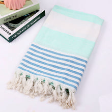 Load image into Gallery viewer, Luxurious Cotton Striped Beach Towel – Soft, Absorbent, and Stylish for Beach and Pool