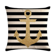 Load image into Gallery viewer, Nautical Anchor Themed Pillow Cover – Stylish Coastal Decorative Throw Pillow Case for Home Décor
