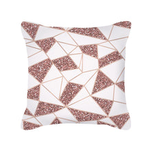 Load image into Gallery viewer, Rose Gold Pink Geometric Square Throw Pillow Cover