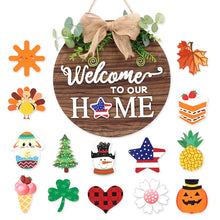 Load image into Gallery viewer, Interchangeable Wooden Door Hanger – Versatile Seasonal and Holiday Welcome Sign