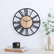 Load image into Gallery viewer, Creative Iron Wood Roman Wall Clock – Stylish and Elegant Rustic Timepiece for Home Décor