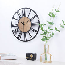 Load image into Gallery viewer, Creative Iron Wood Roman Wall Clock – Stylish and Elegant Rustic Timepiece for Home Décor