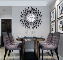 Load image into Gallery viewer, Crystal Drop Wrought Iron Wall Clock – Elegant Decorative Timepiece for Home and Office
