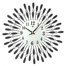 Load image into Gallery viewer, Crystal Drop Wrought Iron Wall Clock – Elegant Decorative Timepiece for Home and Office