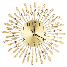 Load image into Gallery viewer, Crystal Drop Wrought Iron Wall Clock – Elegant Decorative Timepiece for Home and Office