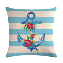 Load image into Gallery viewer, Nautical Anchor Themed Pillow Cover – Stylish Coastal Decorative Throw Pillow Case for Home Décor