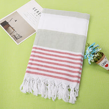 Load image into Gallery viewer, Luxurious Cotton Striped Beach Towel – Soft, Absorbent, and Stylish for Beach and Pool