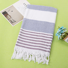 Load image into Gallery viewer, Luxurious Cotton Striped Beach Towel – Soft, Absorbent, and Stylish for Beach and Pool