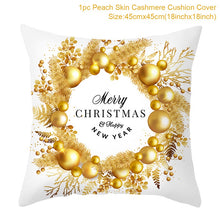 Load image into Gallery viewer, Gold Accented Christmas Printed Throw Pillow – Festive and Elegant Holiday Décor