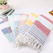 Load image into Gallery viewer, Luxurious Cotton Striped Beach Towel – Soft, Absorbent, and Stylish for Beach and Pool