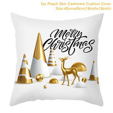 Load image into Gallery viewer, Gold Accented Christmas Printed Throw Pillow – Festive and Elegant Holiday Décor