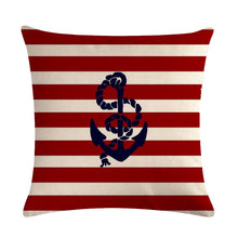 Load image into Gallery viewer, Nautical Anchor Themed Pillow Cover – Stylish Coastal Decorative Throw Pillow Case for Home Décor