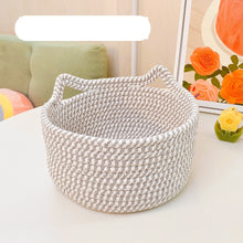 Load image into Gallery viewer, Creative Desktop Cat Ear Cotton Hand Woven Storage Basket