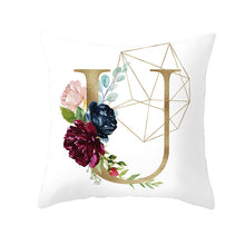 Load image into Gallery viewer, Geometric Golden Letter Pillowcase – Luxurious Decorative Pillow Cover for Modern Home Décor