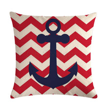 Load image into Gallery viewer, Nautical Anchor Themed Pillow Cover – Stylish Coastal Decorative Throw Pillow Case for Home Décor