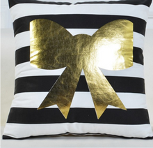 Load image into Gallery viewer, Black, White, and Gold Throw Pillow – Luxurious Decorative Pillow for Modern Home Décor