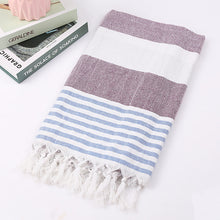 Load image into Gallery viewer, Luxurious Cotton Striped Beach Towel – Soft, Absorbent, and Stylish for Beach and Pool