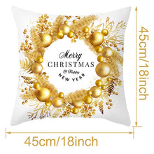 Load image into Gallery viewer, Gold Accented Christmas Printed Throw Pillow – Festive and Elegant Holiday Décor