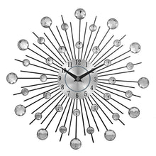 Load image into Gallery viewer, Crystal Silver Wrought Iron Wall Clock – Elegant Decorative Timepiece for Home and Office