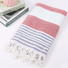 Load image into Gallery viewer, Luxurious Cotton Striped Beach Towel – Soft, Absorbent, and Stylish for Beach and Pool