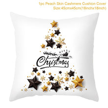 Load image into Gallery viewer, Gold Accented Christmas Printed Throw Pillow – Festive and Elegant Holiday Décor