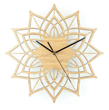 Load image into Gallery viewer, Natural Wood Lotus Wall Clock – Elegant and Eco-Friendly Timepiece for Home Décor