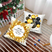 Load image into Gallery viewer, Gold Accented Christmas Printed Throw Pillow – Festive and Elegant Holiday Décor