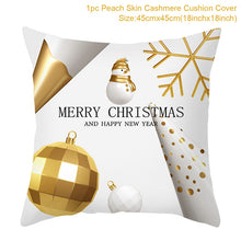 Load image into Gallery viewer, Gold Accented Christmas Printed Throw Pillow – Festive and Elegant Holiday Décor