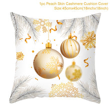 Load image into Gallery viewer, Gold Accented Christmas Printed Throw Pillow – Festive and Elegant Holiday Décor
