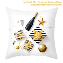 Load image into Gallery viewer, Gold Accented Christmas Printed Throw Pillow – Festive and Elegant Holiday Décor