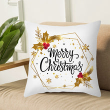Load image into Gallery viewer, Gold Accented Christmas Printed Throw Pillow – Festive and Elegant Holiday Décor