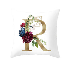 Load image into Gallery viewer, Geometric Golden Letter Pillowcase – Luxurious Decorative Pillow Cover for Modern Home Décor