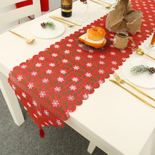 Load image into Gallery viewer, Christmas decorative linen print snowflake with tassel table mat
