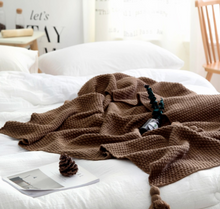Load image into Gallery viewer, Nordic Fringed Knit Ball Wool Blanket
