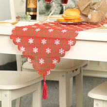 Load image into Gallery viewer, Christmas decorative linen print snowflake with tassel table mat
