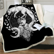 Load image into Gallery viewer, Wolf And Galaxy Pattern Throw Blanket
