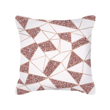 Load image into Gallery viewer, Rose Gold Pink Geometric Square Throw Pillow Cover
