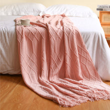 Load image into Gallery viewer, Pure Color Coral Fleece Knitted Sofa Blanket
