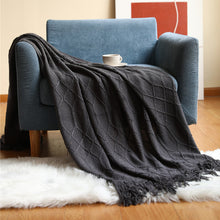 Load image into Gallery viewer, Pure Color Coral Fleece Knitted Sofa Blanket
