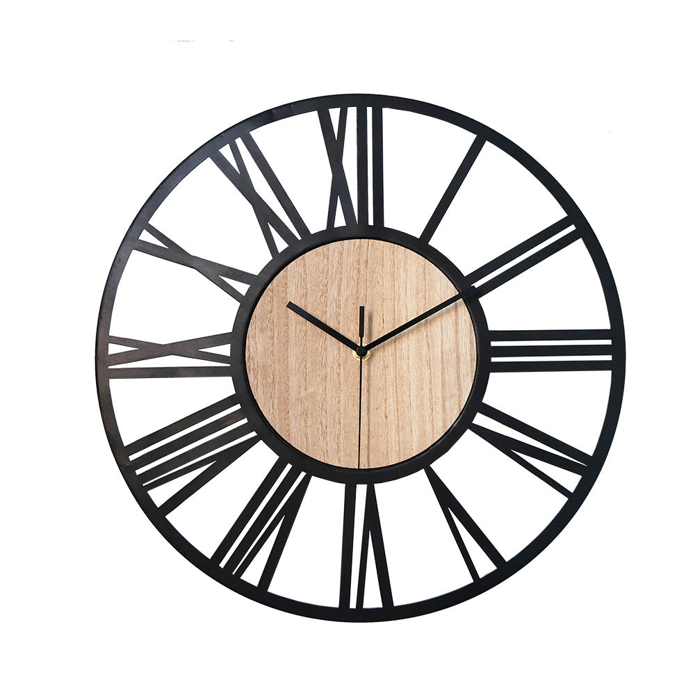 Creative Iron Wood Roman Wall Clock